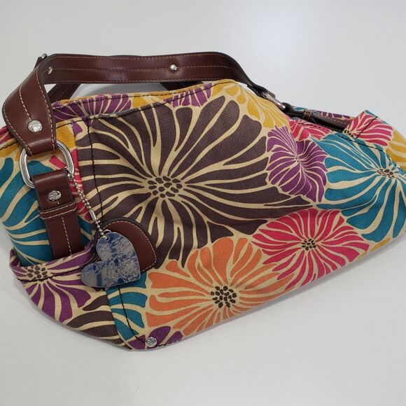 Relic Large Multi-Color Canvas Satchel Shoulder Hand Bag / Purse - Picture 3 of 10